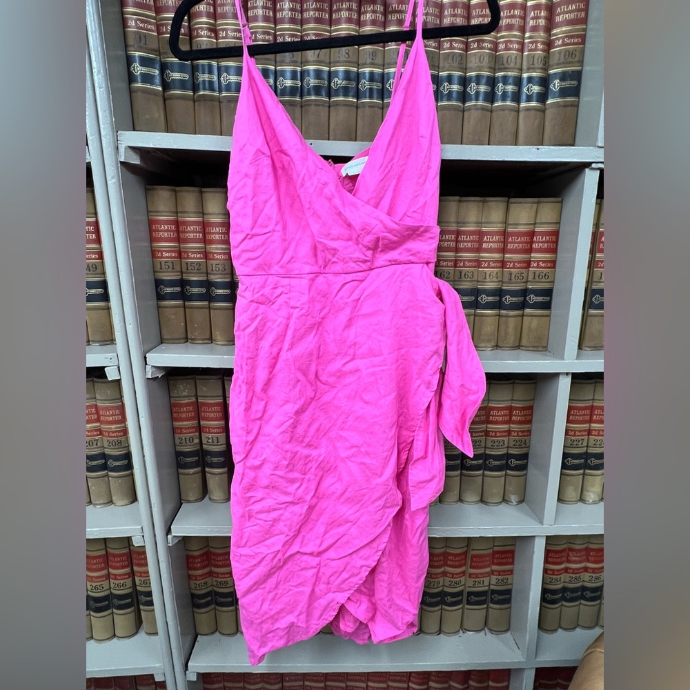 Lovers + Friends Hot Pink One-Shoulder Wrap Dress